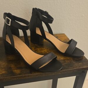 Black Strappy Block Heel Sandals